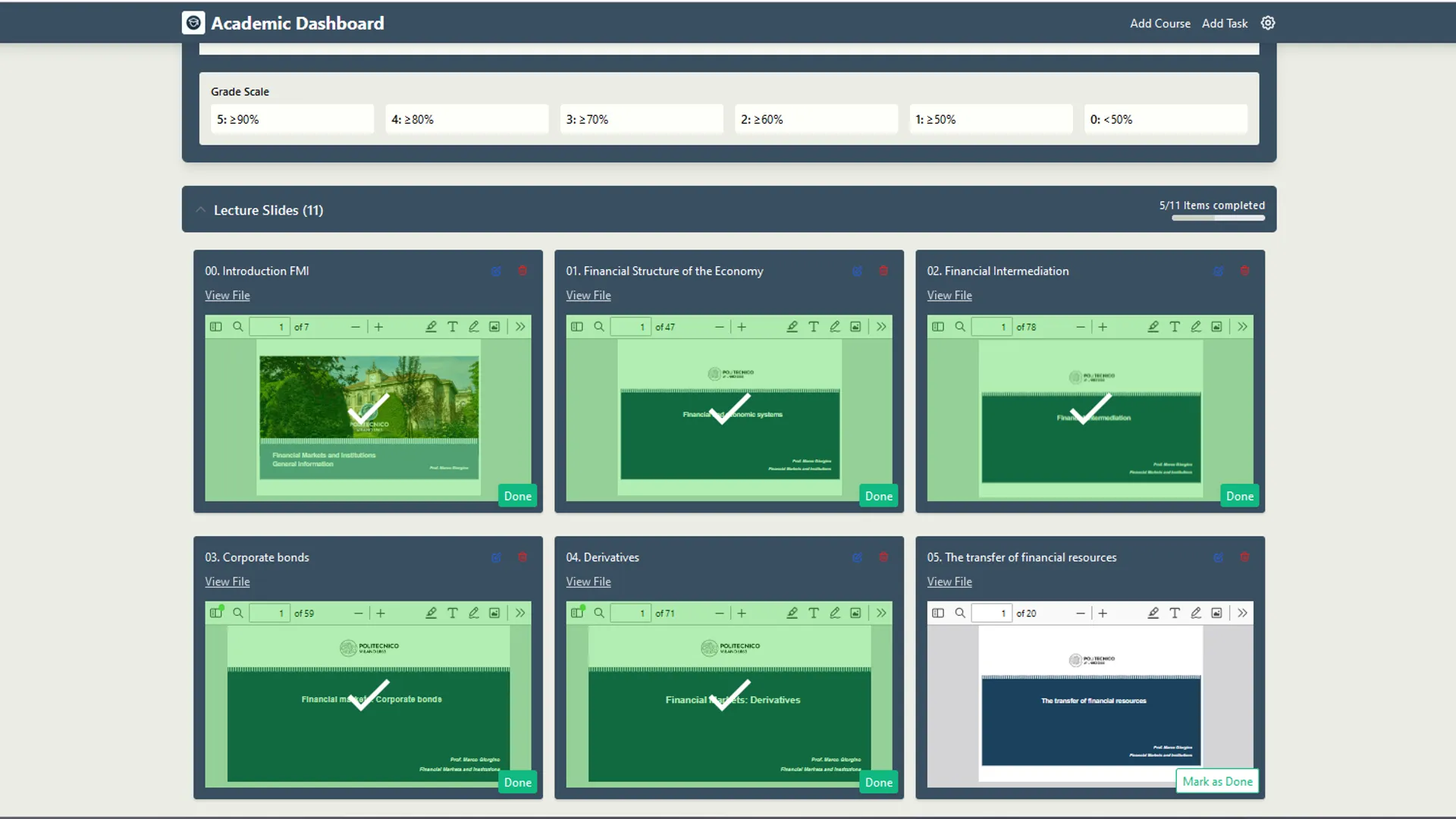 Academic Dashboard Third View